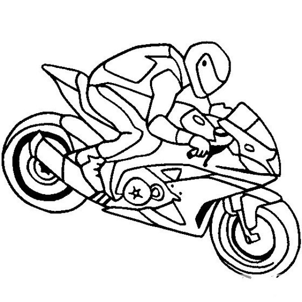 Simple drawing of motorcycle, motorcycle and racer