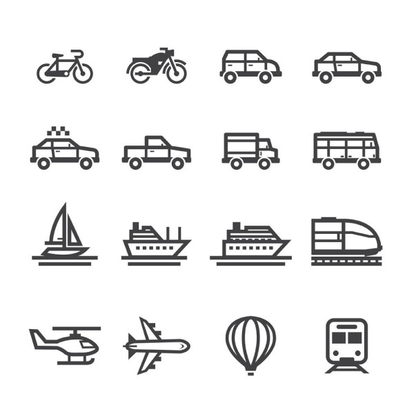 Simple strokes of transportation icons