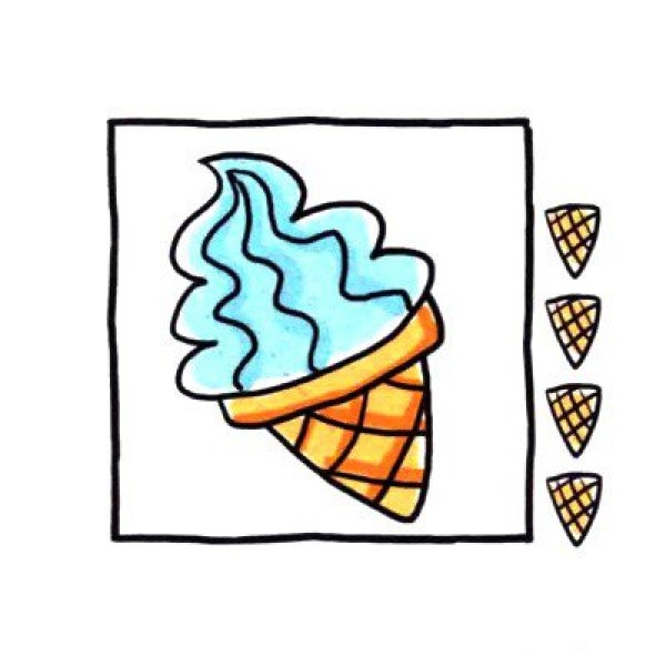 How to draw cute simple strokes of soft ice cream cone in four steps