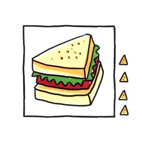 How to draw a cute simple drawing of sandwich in four steps