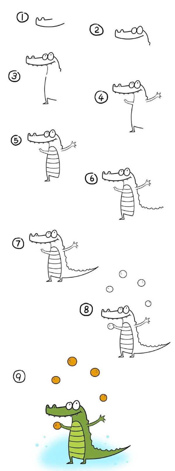 Juggling little crocodile