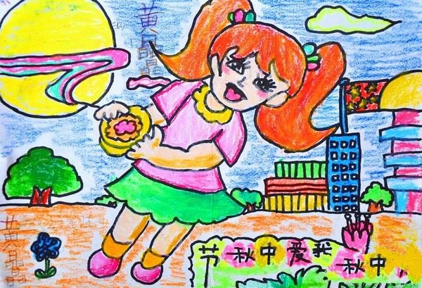 Mid-Autumn Festival drawings for primary school students - giving you delicious mooncakes