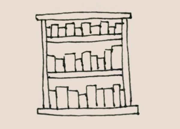 Simple drawing bookshelf