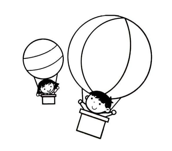 Vehicle simple drawing Hot air balloon simple drawing picture