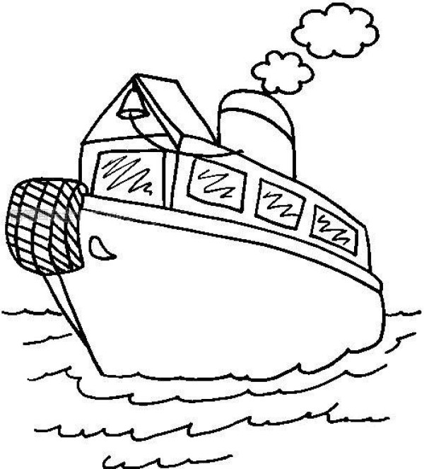 Simple drawing of ship traveling in the sea