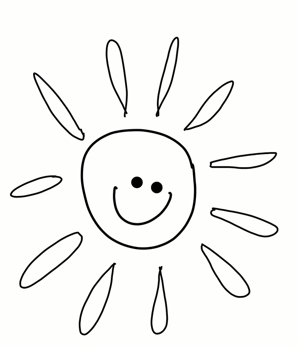 Simple drawing of happy sun