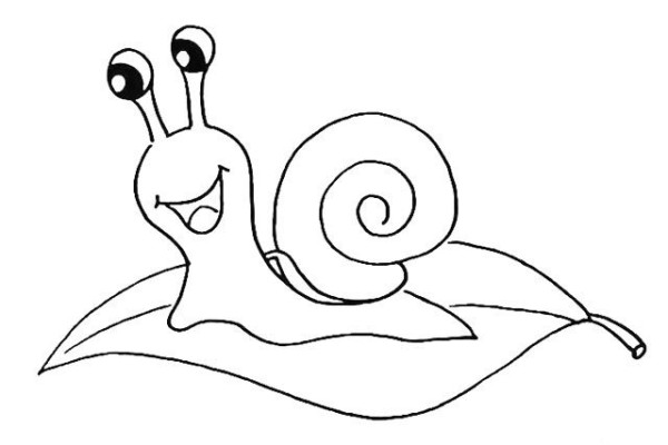 Draw a snail on the leaves step by step