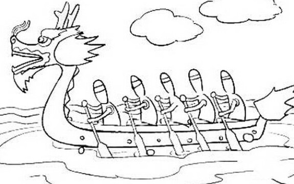 Simple drawing of dragon boat race during Dragon Boat Festival