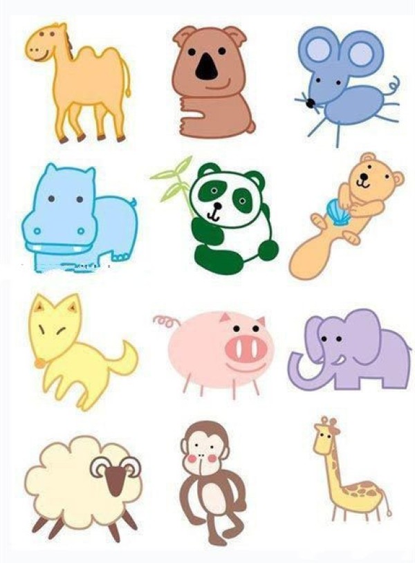 Colorful animal simple drawing pictures