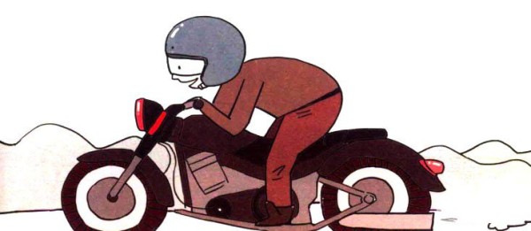 Draw a cute simple drawing of a speeding motorcycle in four steps