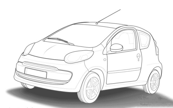 Vehicle simple drawing Beetle type car simple drawing picture