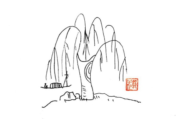 Simple drawing of beautiful spring scenery