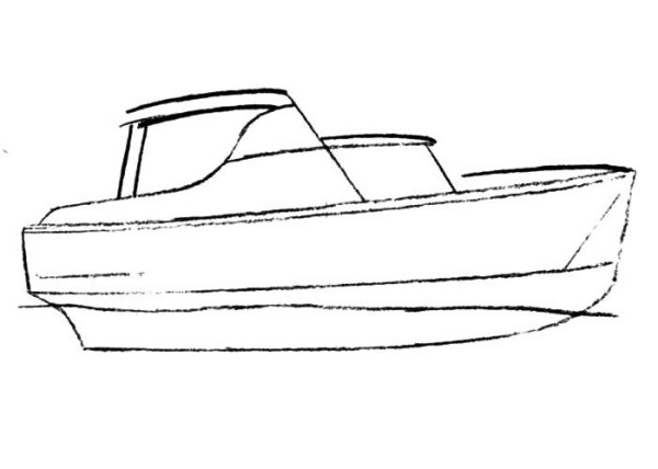 Steps to draw simple strokes of small yacht