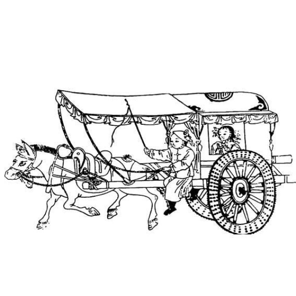 Simple drawing of ancient carriage