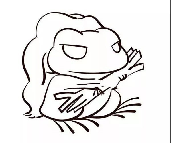 Learn to draw step by step: a traveling frog collects firewood and makes a fire