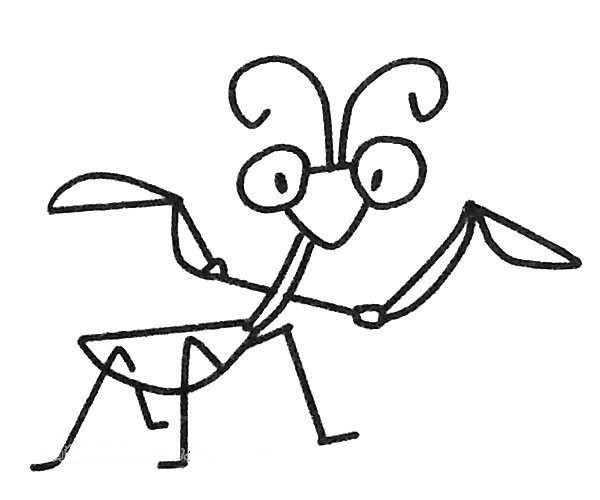 A set of cartoon mantis simple drawing pictures