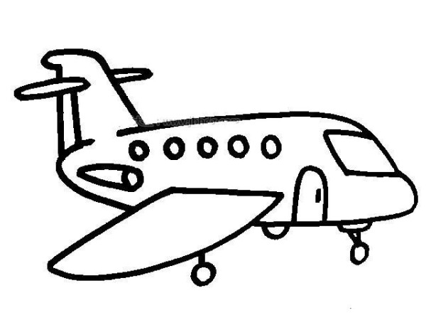 Simple drawing of airplane at airport