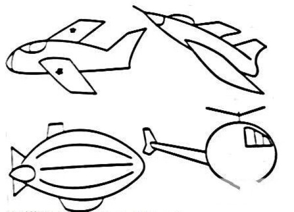 Simple drawing of cute little boy flying a helicopter