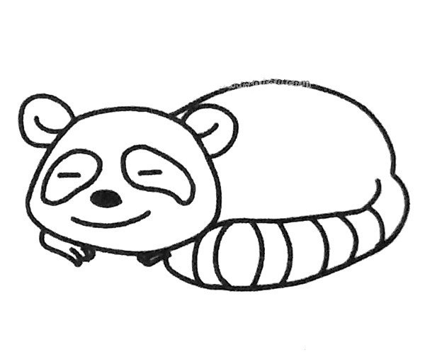 Six cute simple drawing pictures of raccoons