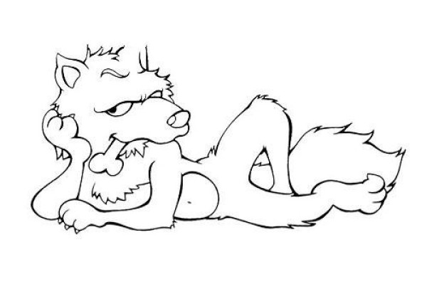 Cartoon little wolf simple drawing picture