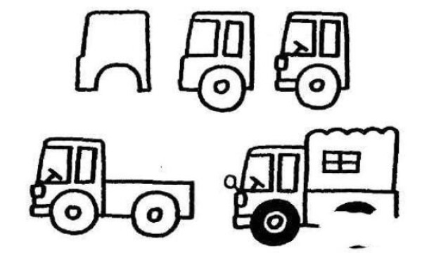 How to draw a pickup truck step by step