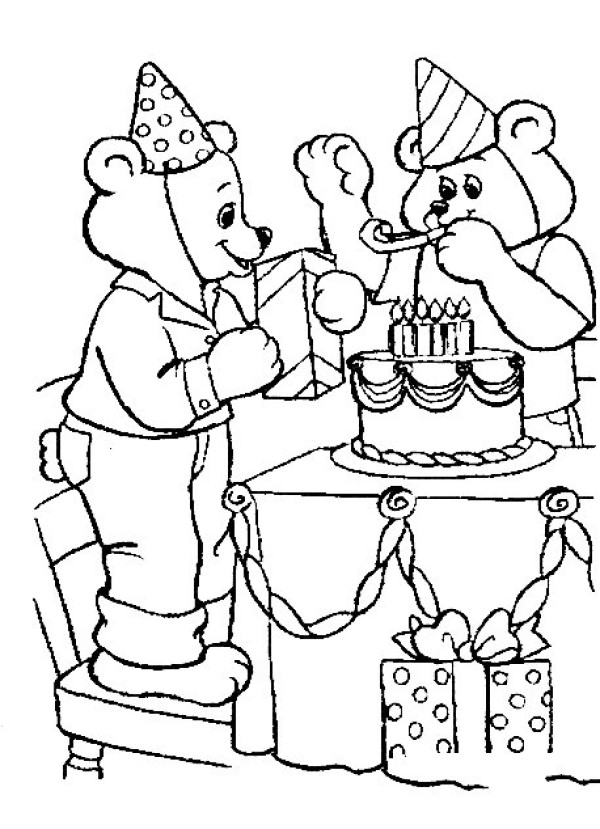 Little Bear Birthday Simple Drawing Picture