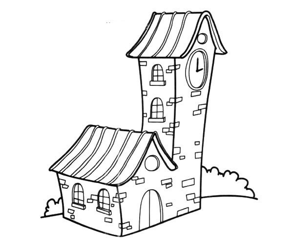 Beautiful bell tower simple drawing picture