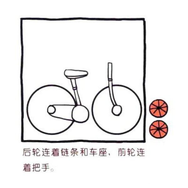 Draw a cute simple bicycle in four steps