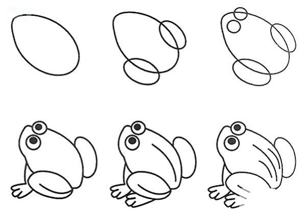 How to draw cute little frog step by step