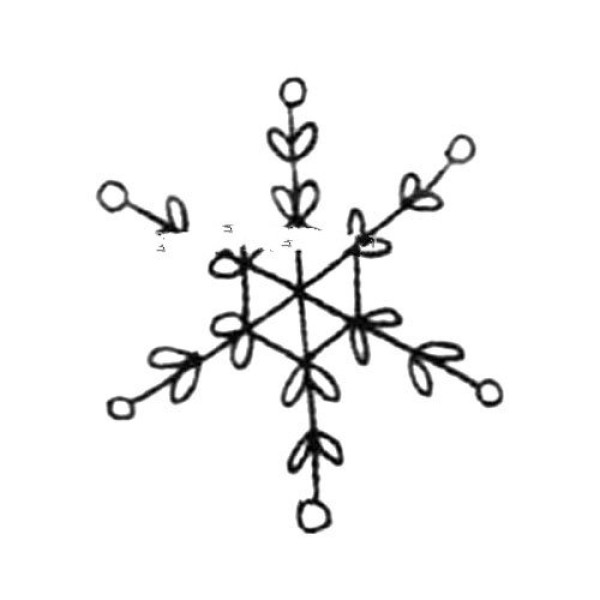 Simple drawing of winter elements snowflakes