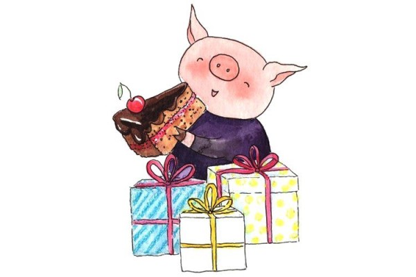 The Year of the Pig is coming, cute little piggy