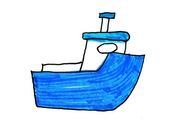 Fresh ocean style ship simple drawing