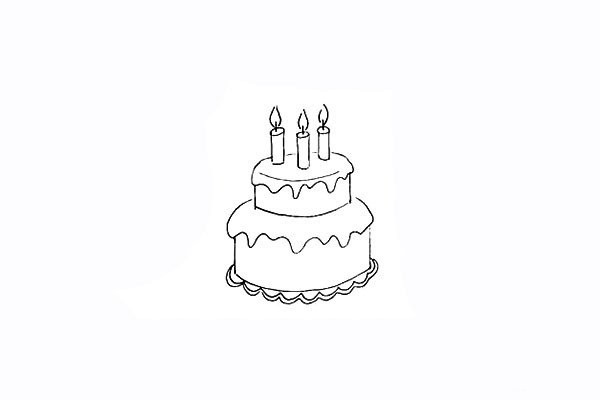 How to draw a double layer birthday cake