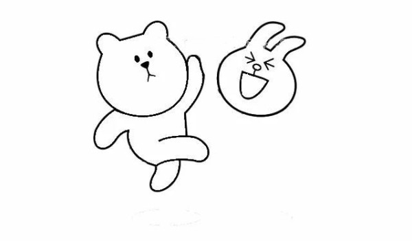 Simple drawing of Brown Bear and Coni Rabbit