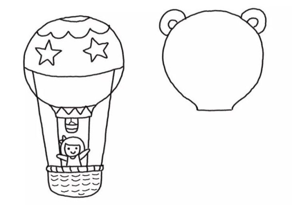 Draw two beautiful hot air balloons in simple strokes