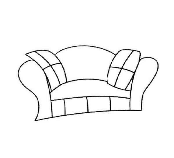 Simple drawing picture of primary school students sofa