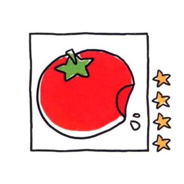 Draw a cute simple drawing of a healthy and refreshing tomato in four steps