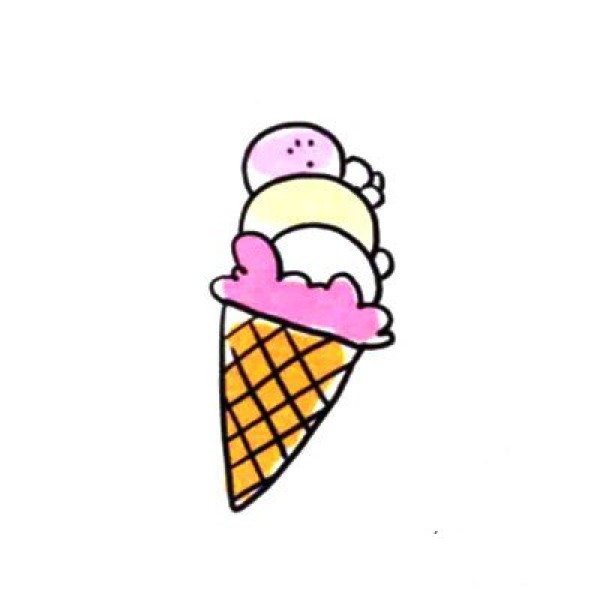 How to draw cute simple strokes of soft ice cream cone in four steps