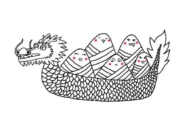 Step by step drawing of Dragon Boat Festival simple strokes