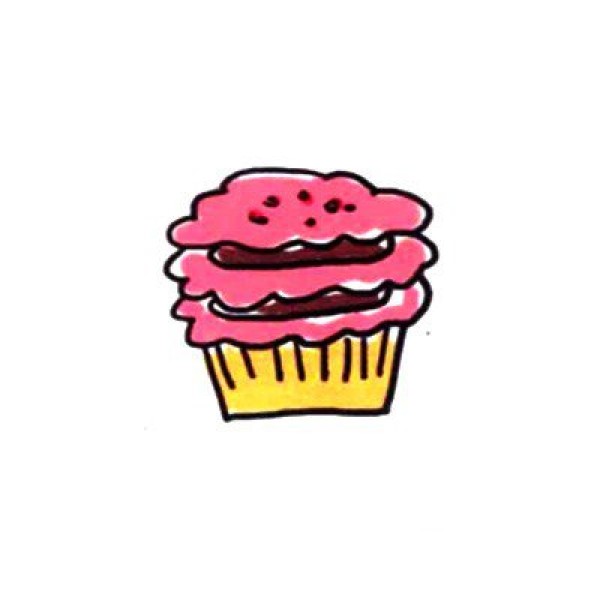 How to draw a cute simple drawing of cute and delicious cupcakes in four steps