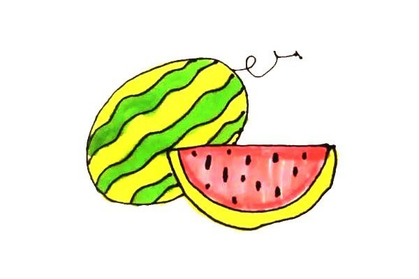 Children learn to draw watermelon easily