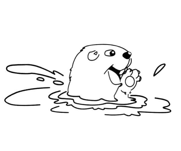 Happy otter simple drawing picture