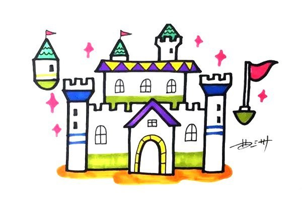 How to draw magic castle