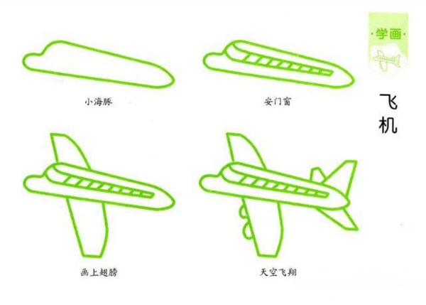 Steps to draw cartoon airplane