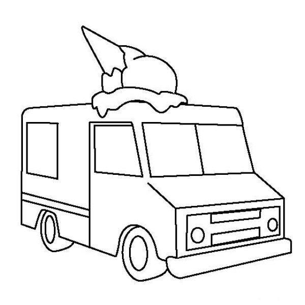 Transportation simple drawing ice cream truck