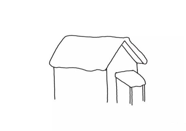 How to draw a simple drawing of a snow cabin