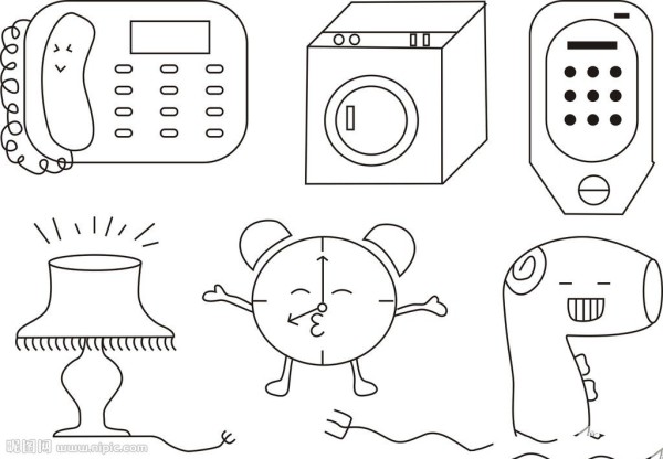 A complete collection of simple drawings of common daily necessities