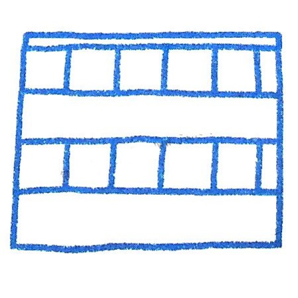 Use simple geometric figures to draw a double-decker bus