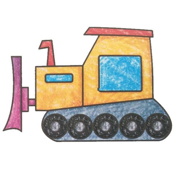 Children learn to draw bulldozers