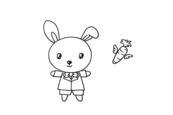 Simple drawing tutorial of a little rabbit who loves to eat carrots